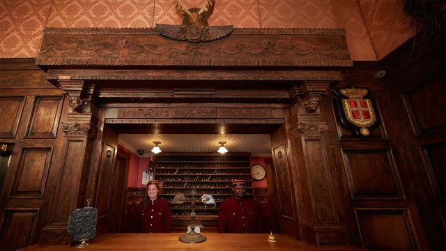 Hotel Staff at the Front Desk in the Historic Jane Hotel Lobby